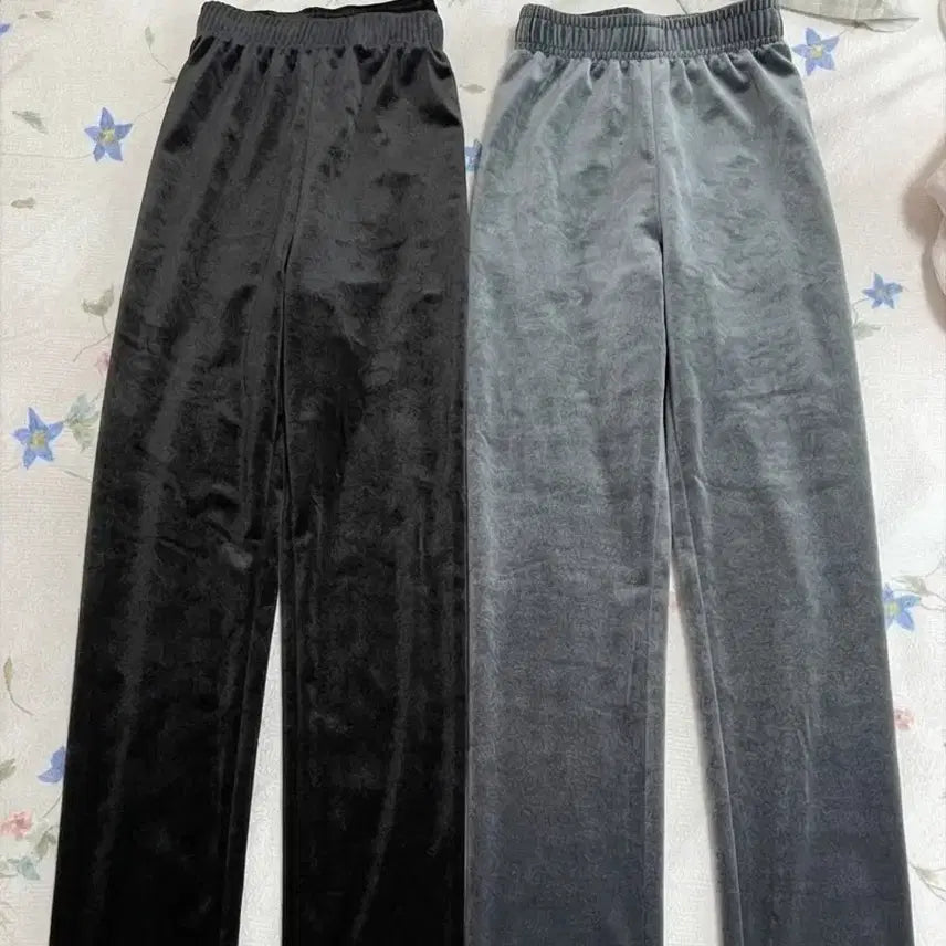 [BUNJANG] Velvet Wide Pants Bundle Set / 벨벳 와이드 팬츠 2종 일괄