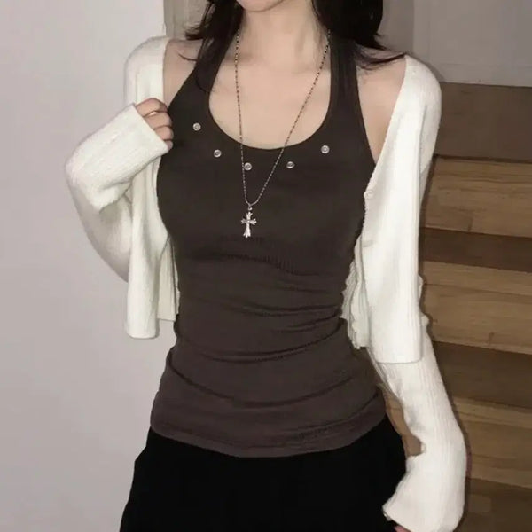 [BUNJANG] Slim Fit Layered Sleeveless Top / 슬림핏 레이어드 나시