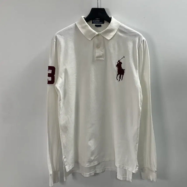 [BUNJANG] Polo Ralph Lauren Big Pony White Long Sleeve Polo Shirt / 폴로 랄프로렌 빅포니 화이트 긴팔 카라티  (on.1582)