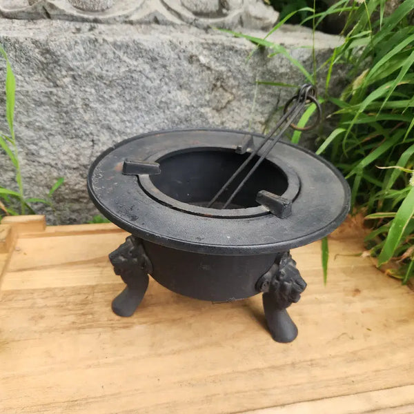 [BUNJANG] Three-Legged Masked Cast Iron Brazier / 삼족 귀면 무쇠화로