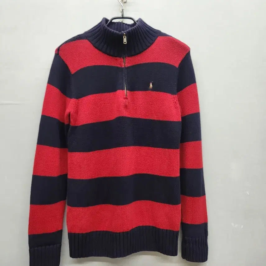 [BUNJANG] Polo Ralph Lauren Multi-Pony Stripe Cotton Knit Half-Zip S / 폴로랄프로렌 멀티포니 스트라이프 코튼 니트 반집업 S