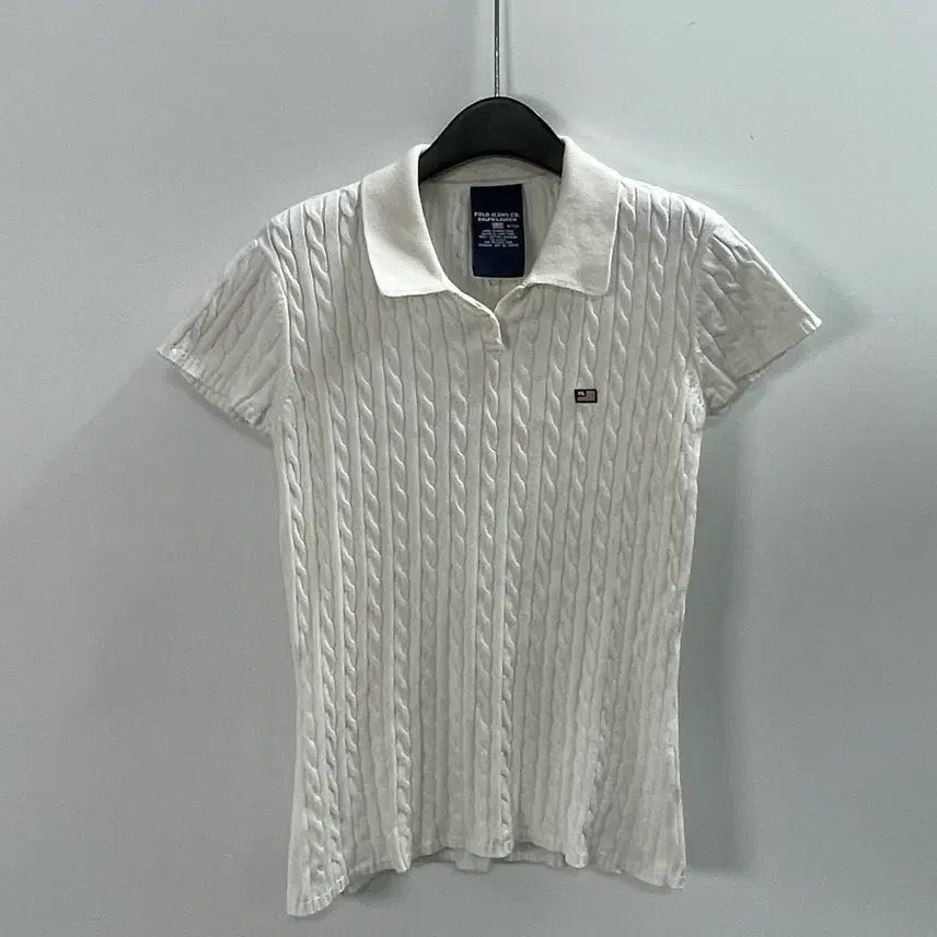 [BUNJANG] Polo Jeans Women's Star-Spangled Banner Short Sleeve Polo Knit / 폴로 진스 우먼스 성조기 반팔 카라 니트 (on.1585)
