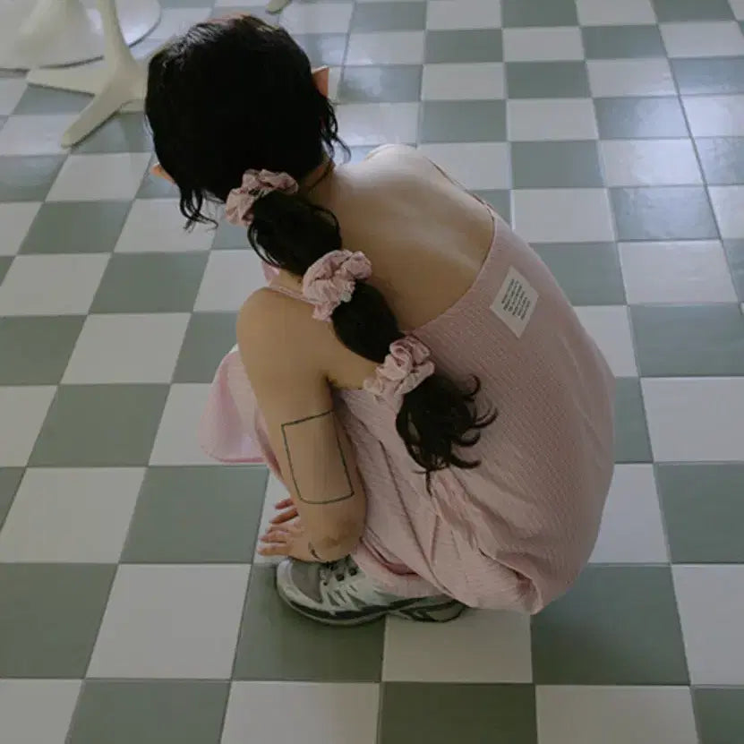 [BUNJANG] Freckle Pink Stripe Dickey Dress / [freckle] pink stripe dickey dress