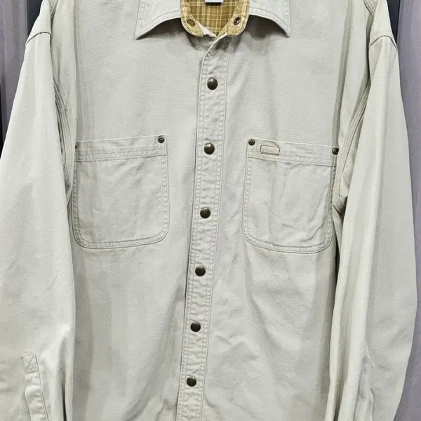 [BUNJANG] Carhartt S96 Flannel Lined Duck Canvas Work Shirt Jacket (2003) / [정품M]03's빈티지 칼하트 S96 플란넬 덕캔버스 워크 셔츠 자켓 스톤