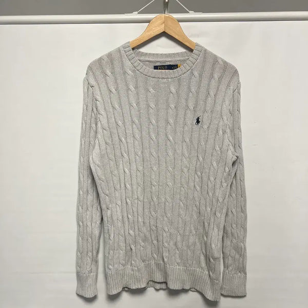 [BUNJANG] Polo Ralph Lauren Light Grey Knit Sweater (Size M) / [QR정품/M] 폴로 랄프로렌 라이트 그레이 니트