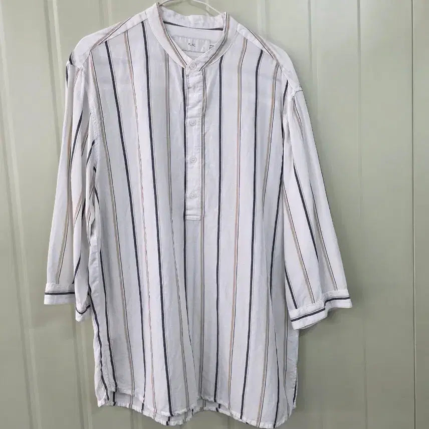 [BUNJANG] PLAC Striped Linen Shirt M (110) / PLAC 스트라이프 린넨 셔츠 M(110)