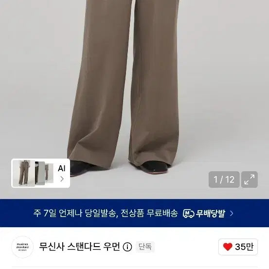 [BUNJANG] Musinsa Standard Women's Real Wide Belted Slacks Dusty Beige / 무신사 스탠다드 우먼즈 리얼 와이드 벨티드 슬랙스 더스티 베이지