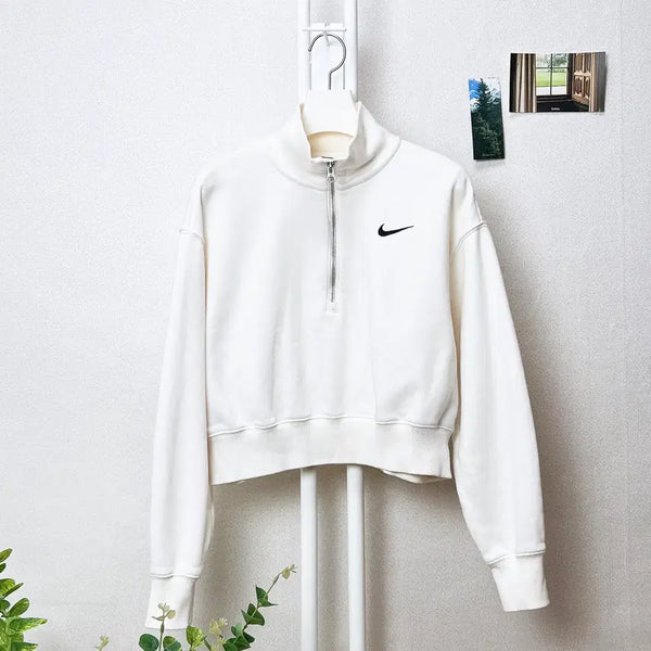 [BUNJANG] Nike Women's Half-Zip Cropped Sweatshirt M / 나이키 여성 반집업 크롭 맨투맨 M