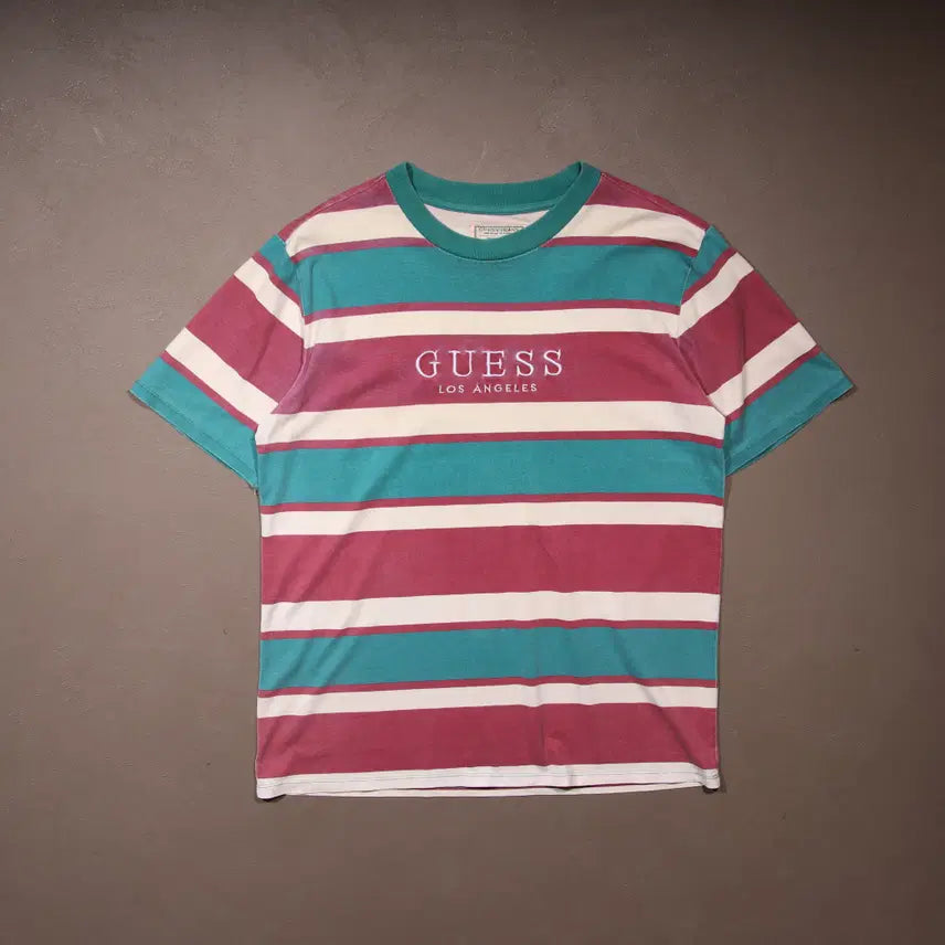 [BUNJANG] Guess Japan 90s Striped Short Sleeve T-Shirt / 90s 게스 재팬 단가라 반팔티셔츠 A627