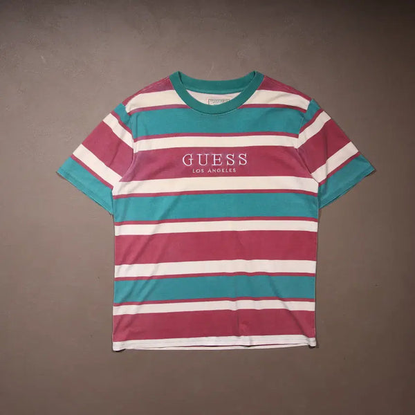 [BUNJANG] Guess Japan 90s Striped Short Sleeve T-Shirt / 90s 게스 재팬 단가라 반팔티셔츠 A627
