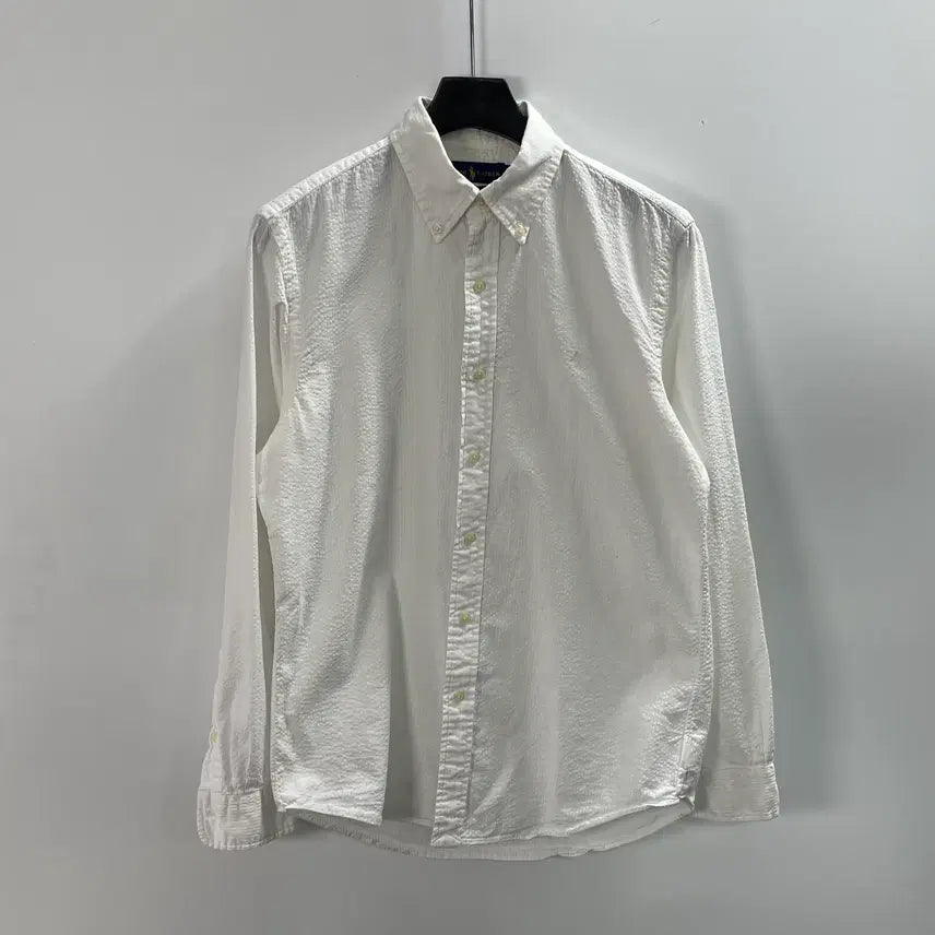 [BUNJANG] Polo Ralph Lauren White Seersucker Long Sleeve Shirt / 폴로 랄프로렌 화이트 시어서커 긴팔 셔츠  (on.1592)