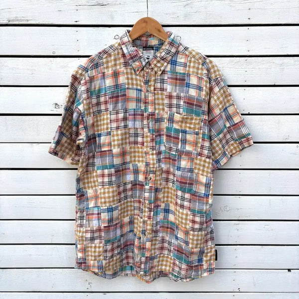 [BUNJANG] Columbia Patchwork Short Sleeve Shirt Men's L-XL / Columbia 콜럼비아 패치워크 반팔 셔츠