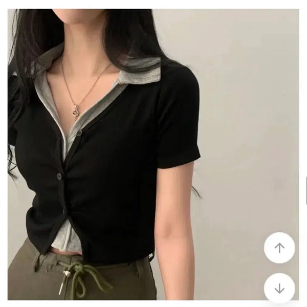 [BUNJANG] Ablley Layered Short-Sleeve T-Shirt / 에이블리 레이어드 반팔티(완전 새재품)