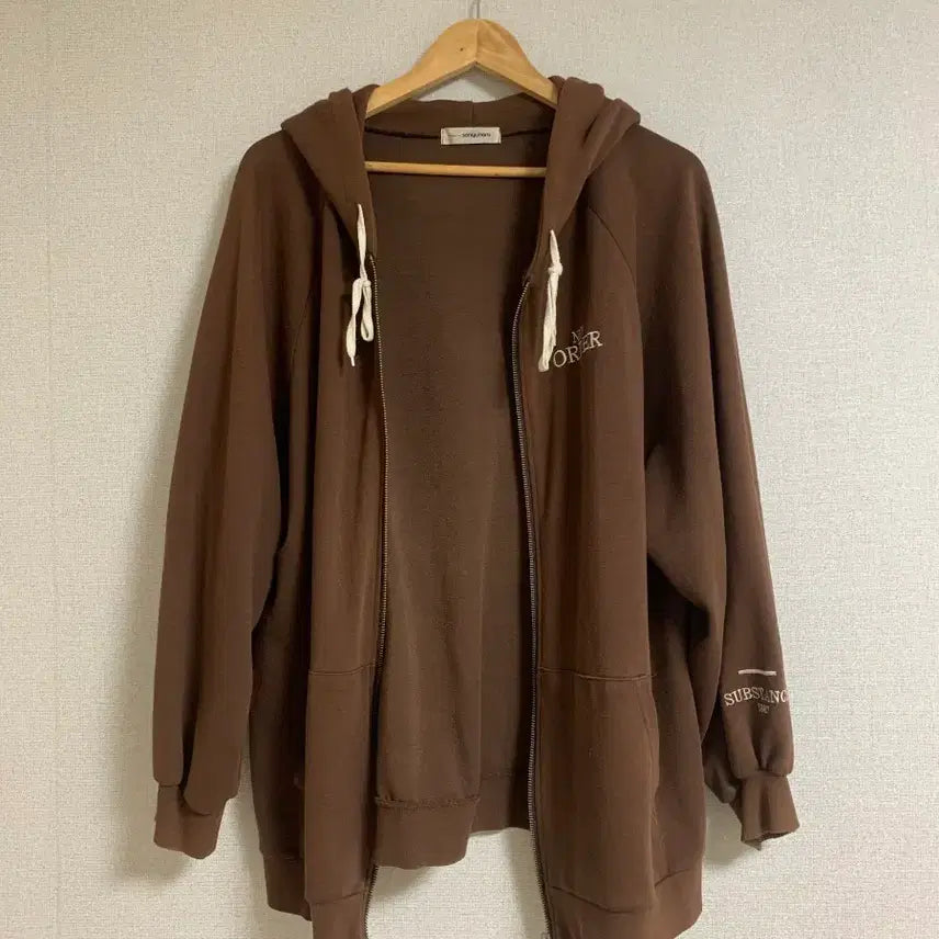 [BUNJANG] Oversized Brown Hooded Zip-Up / 박시 갈색 후드 집업