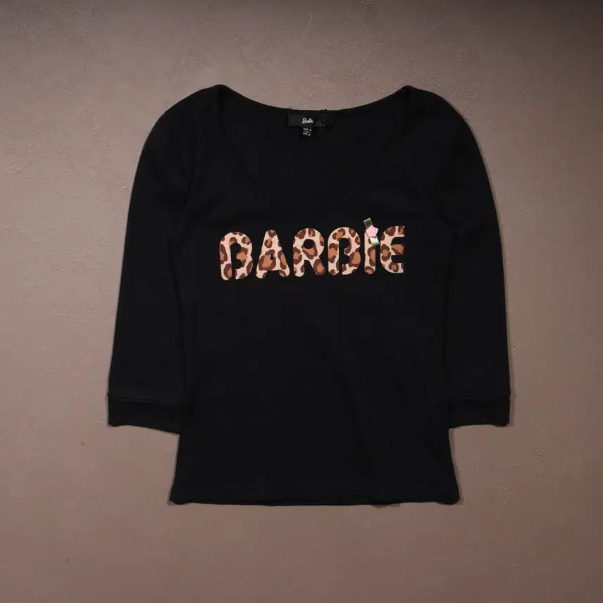 [BUNJANG] Barbie Leopard Printing Slim Long Sleeve T-Shirt / 바비 레오파드 프린팅 슬림 롱슬리브 A628