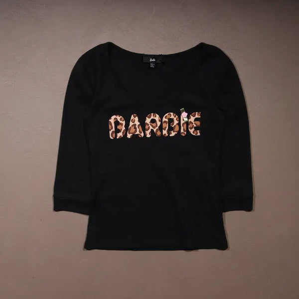 [BUNJANG] Barbie Leopard Printing Slim Long Sleeve T-Shirt / 바비 레오파드 프린팅 슬림 롱슬리브 A628