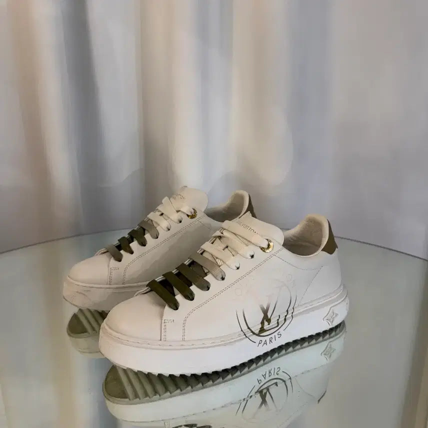 [BUNJANG] Louis Vuitton White Green Time Out Sneakers Size 38 / [ 38사이즈 ] 루이비통 화이트 그린 타임아웃 스니커즈