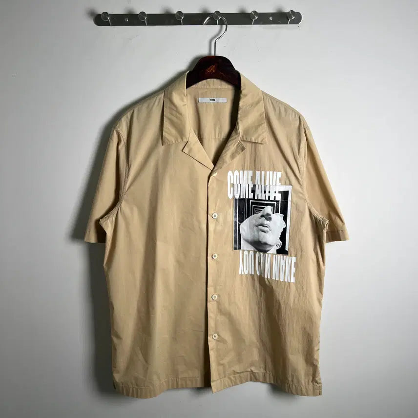 [BUNJANG] System Homme Printing Open Collar Short Sleeve Shirt / system 시스템 옴므 프린팅 오픈 카라 반팔 셔츠 100