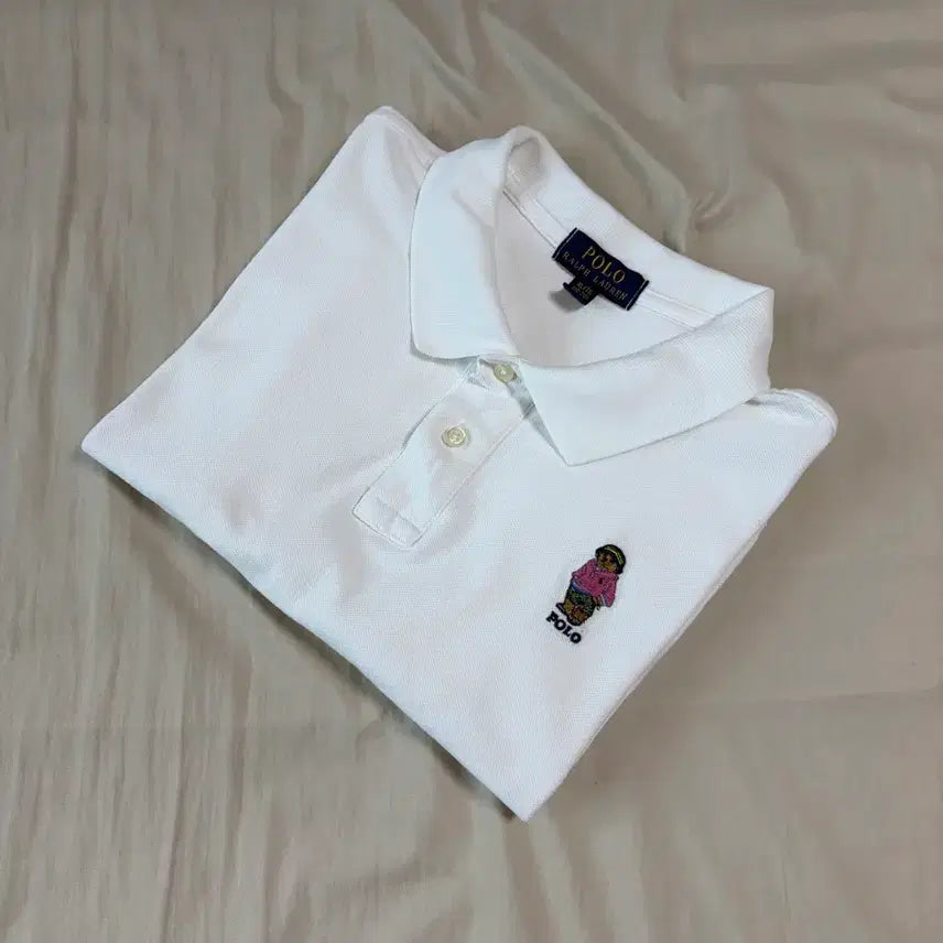 [BUNJANG] Polo Ralph Lauren Teddy Bear Embroidery Short Sleeve Polo Shirt White / 여성M) 폴로 랄프로렌 테디베어 자수 반팔 카라티 화이트