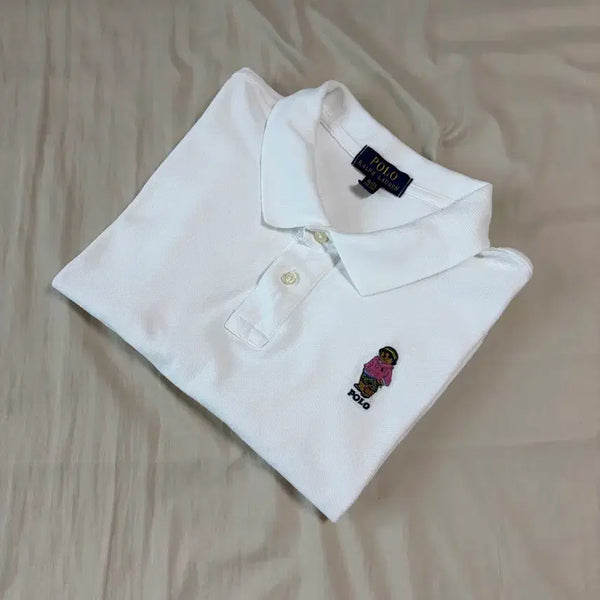 [BUNJANG] Polo Ralph Lauren Teddy Bear Embroidery Short Sleeve Polo Shirt White / 여성M) 폴로 랄프로렌 테디베어 자수 반팔 카라티 화이트