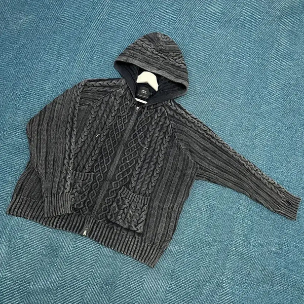 [BUNJANG] Dimitri Black Two-Way Knit Hooded Zip-Up / [3] 디미트리블랙 투웨이 니트 후드집업 만원샵