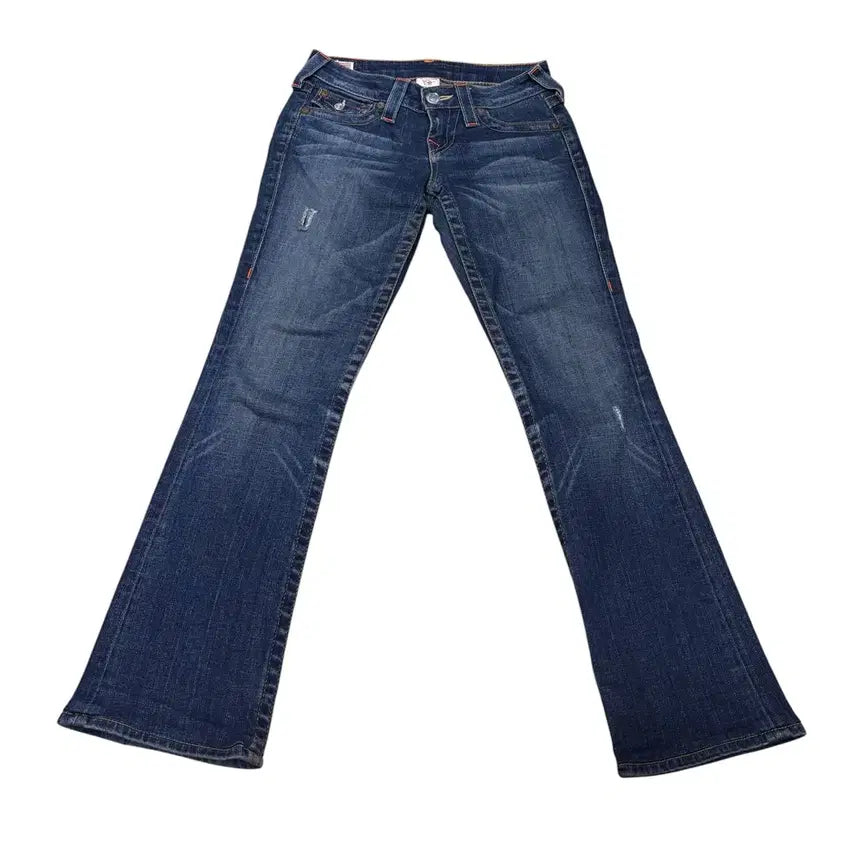[BUNJANG] True Religion Dark Wash Denim Semi-Bootcut Jeans / 25 트루릴리전 진청 데미지 세미부츠 플레어진