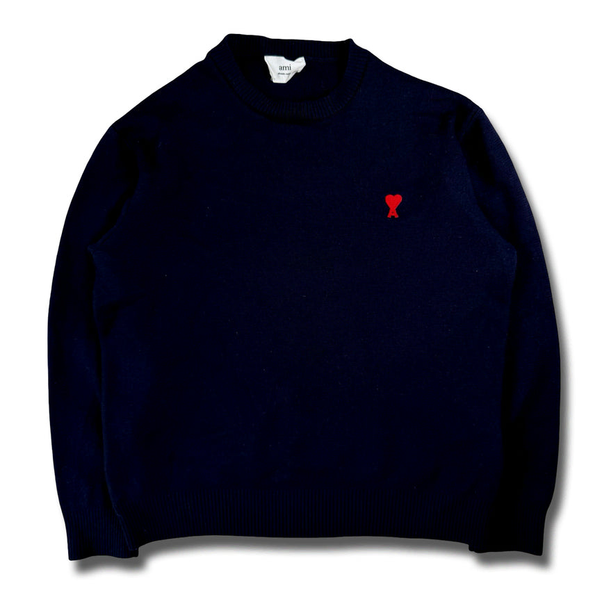 [BUNJANG] AMI Paris Heart Logo Crewneck Knit / 아미 하트 로고 크루넥 니트