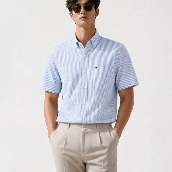[BUNJANG] Tommy Hilfiger Classic Short Sleeve Shirt / 타미힐피거 클래식 반팔 셔츠