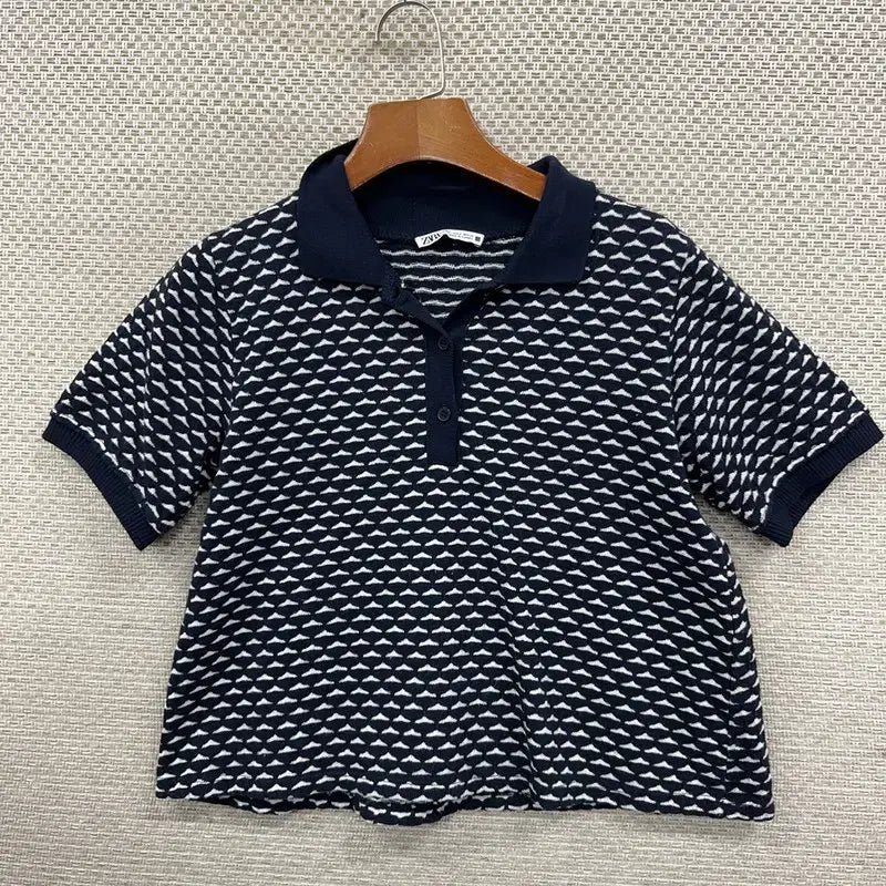 [BUNJANG] ZARA Cropped Short-Sleeve Polo T-Shirt - Size S / 자라 ZARA 크롭 반팔카라티 S H00566