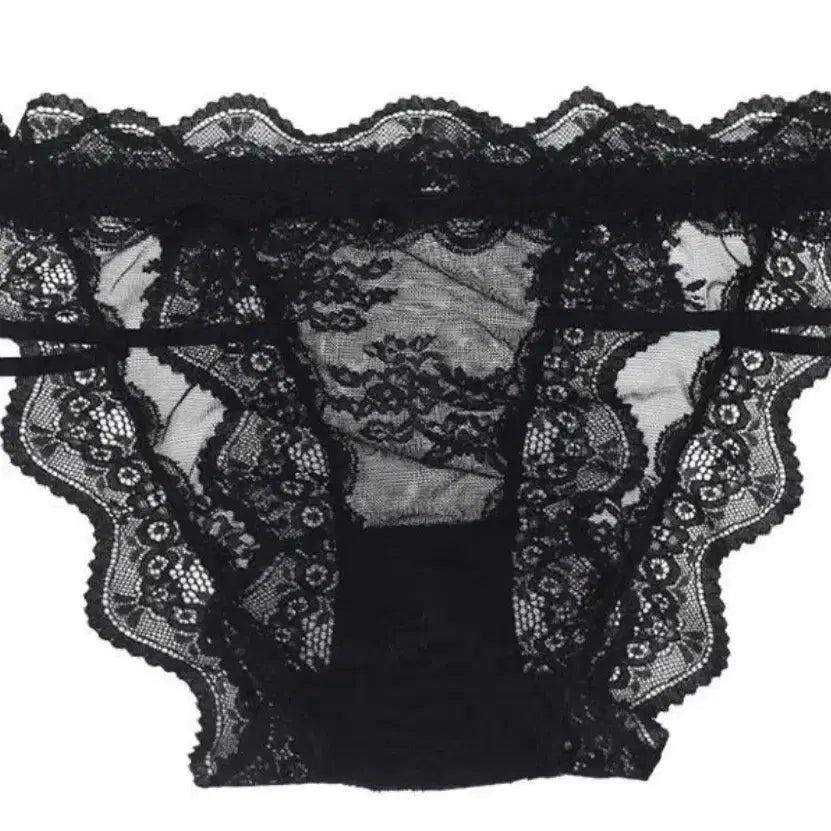 [BUNJANG] Black Lace Panties / (중고)블랙 끈 레이스 찐팬티 + 밴드 스타킹