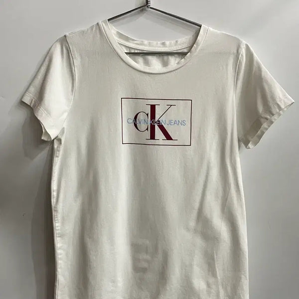 [BUNJANG] Calvin Klein Jeans Logo T-Shirt White / [M] 캘빈클라인 진 CALVIN KLEIN JEANS 로고 반팔 티셔츠 화이트 1.0