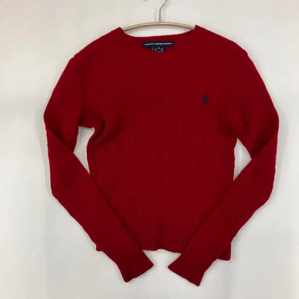 [BUNJANG] Polo Ralph Lauren Sport Cable Knit Sweater Red Size S / 폴로 랄프로렌 스포츠 케이블 니트 레드S