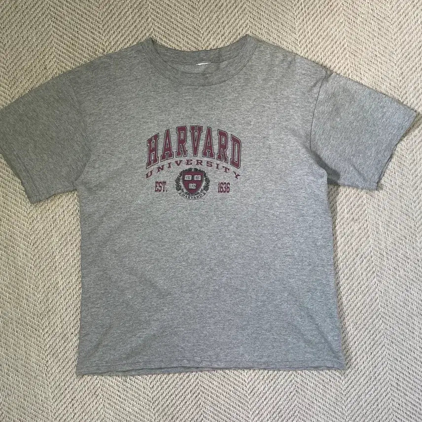[BUNJANG] Vintage Harvard Grey Short Sleeve T-Shirt / 빈티지 하버드 그레이 반팔티셔츠
