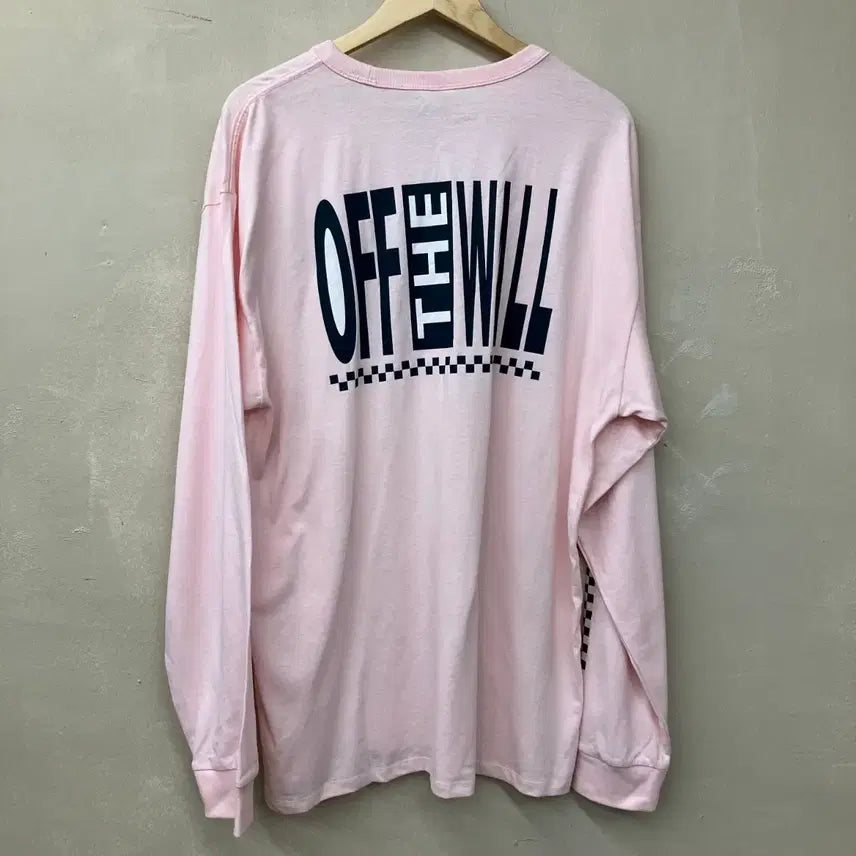 [BUNJANG] Vans Off The Wall Long Sleeve T-Shirt Pink XL / 반스 오프더월 긴팔티 핑크 XL