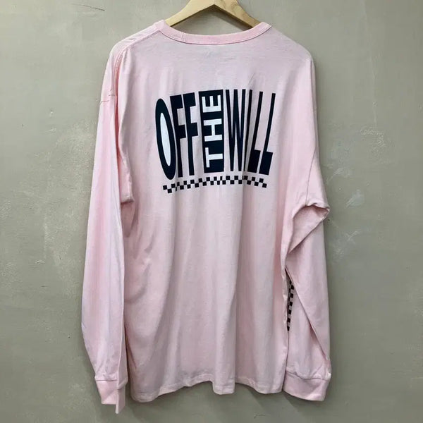 [BUNJANG] Vans Off The Wall Long Sleeve T-Shirt Pink XL / 반스 오프더월 긴팔티 핑크 XL