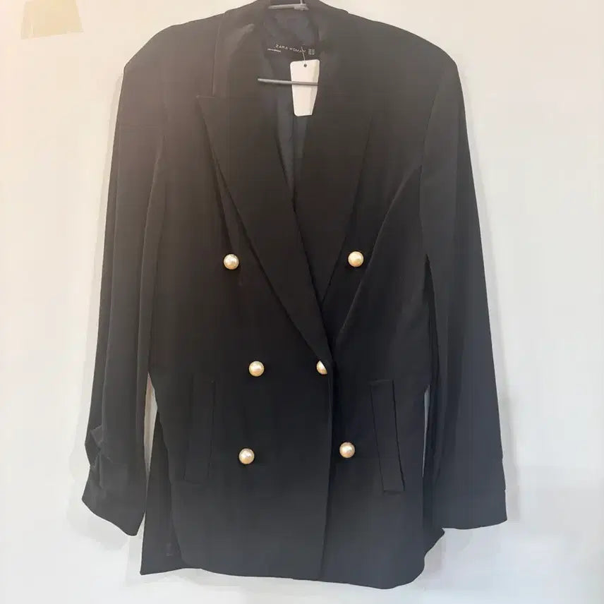 [BUNJANG] Zara Black Gold Button Double Breasted Blazer / 자라 블랙 금장 버튼 더블 버튼 블레이저