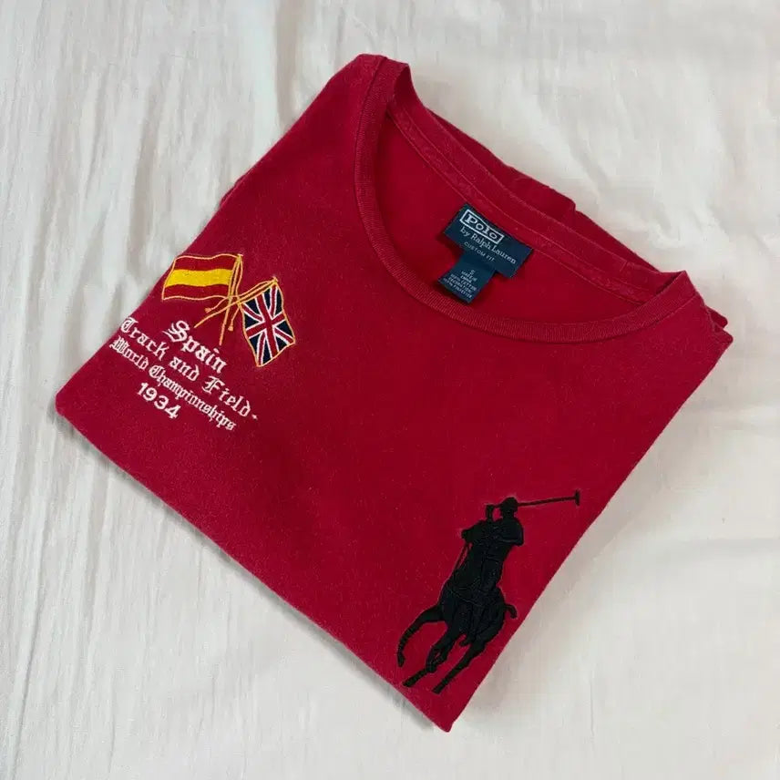 [BUNJANG] Polo Ralph Lauren Big Pony Spain Short Sleeve T-Shirt Burgundy / S) 폴로 랄프로렌 빅포니 스페인 반팔티 버건디