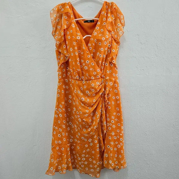 [BUNJANG] MNG Italy Orange Chiffon Lace Dress - Women's L / MNG ITALY 원피스 여 L J6467