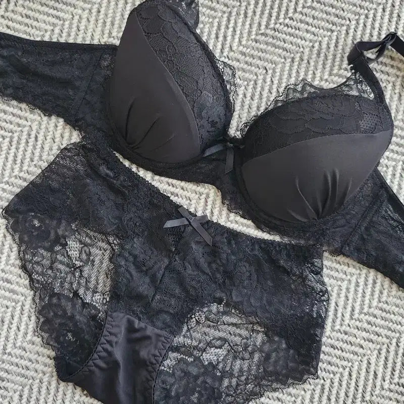 [BUNJANG] Black Lace Bra Set / 블랙 레이스 브라 세트