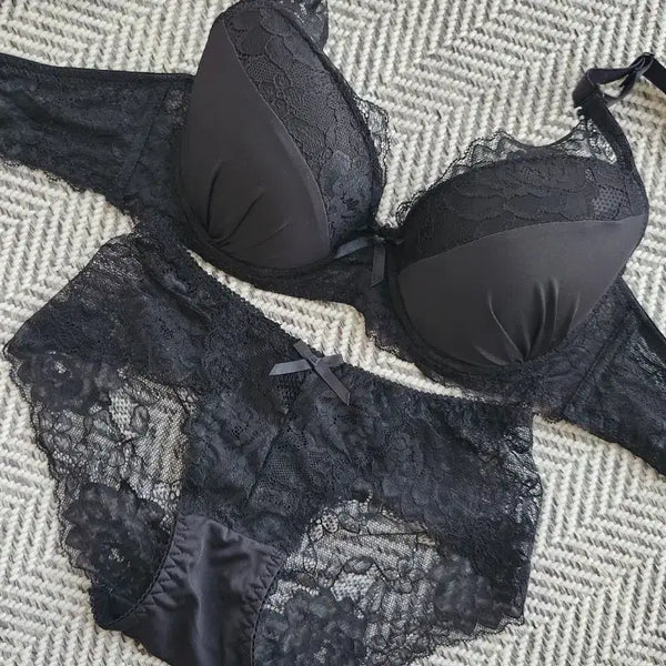 [BUNJANG] Black Lace Bra Set / 블랙 레이스 브라 세트