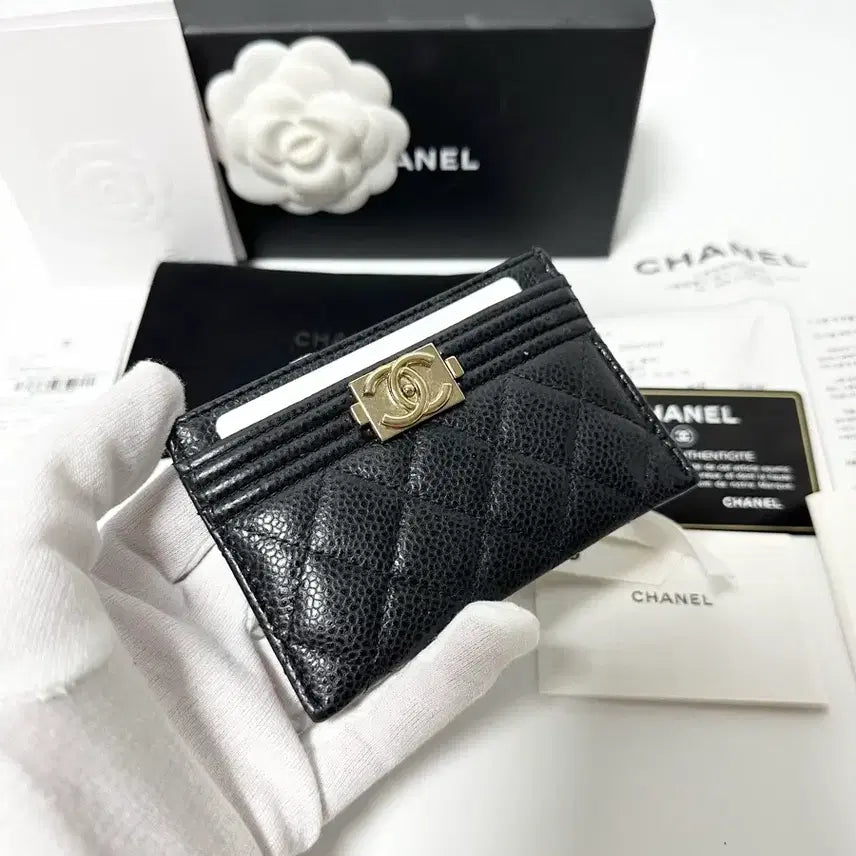 [BUNJANG] Chanel Boy Caviar Card Holder Gold Hardware / (정품)(새상품급,풀구성)샤넬 보이 캐비어 카드지갑 금장