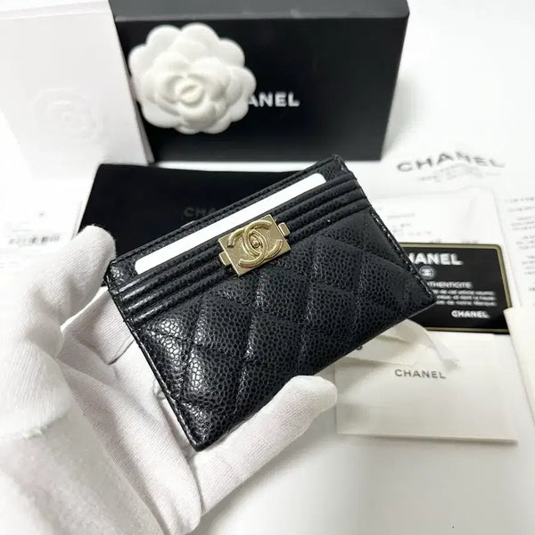 [BUNJANG] Chanel Boy Caviar Card Holder Gold Hardware / (정품)(새상품급,풀구성)샤넬 보이 캐비어 카드지갑 금장
