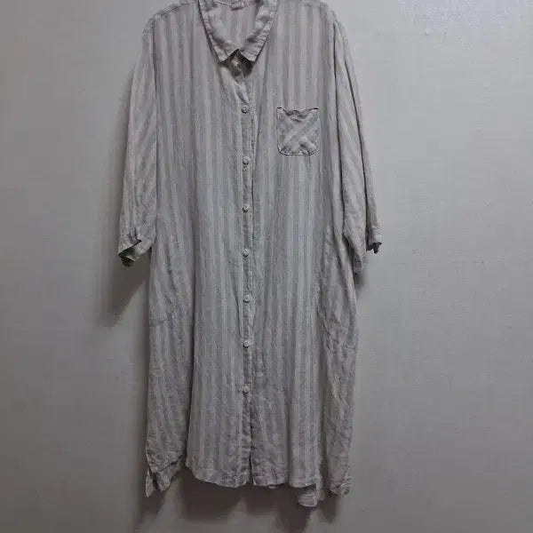 [BUNJANG] OSSU Natural Beige Linen Long Shirt / Dress / Ossu 오슈 내츄럴 베이지 린넨 롱셔츠 겸 린넨셔츠원피스 77 까지