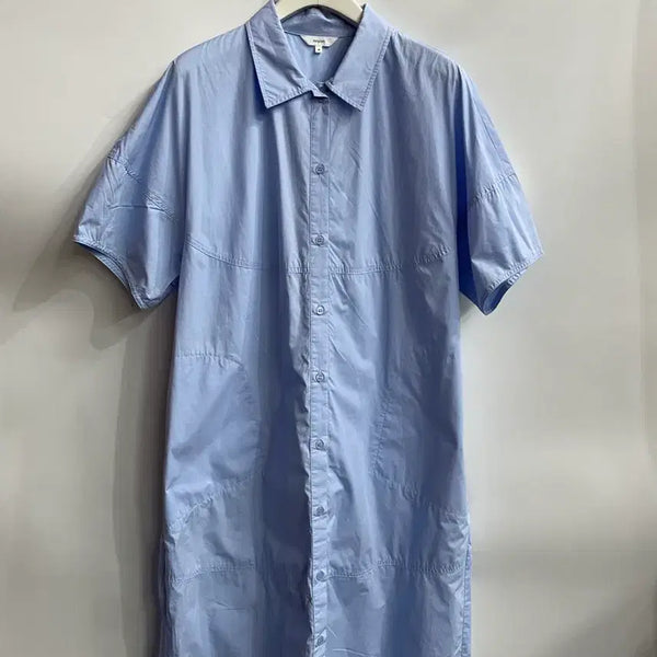 [BUNJANG] Epigram Cotton Short-Sleeve Shirt Dress Sky Blue / [M] 에피그램 epigram 코튼 반팔 셔츠 원피스 스카이블루 3.5