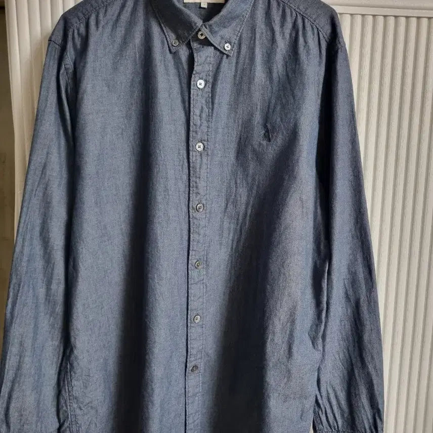 [BUNJANG] Beanpole Denim Long Sleeve Shirt Blue Size 100 / 빈폴 데님긴팔 셔츠 블루 사이즈100