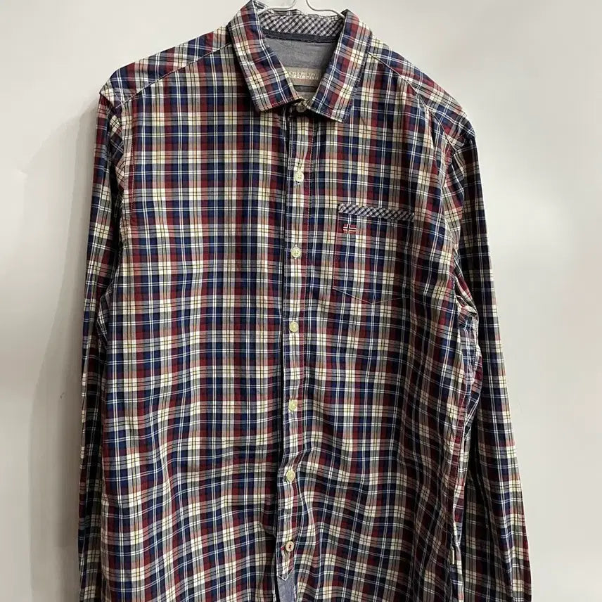 [BUNJANG] Napapijri Madras Check Long Sleeve Shirt / [M] 나파피리 NAPAPIJRI 체크 긴팔 셔츠 남방 3.5