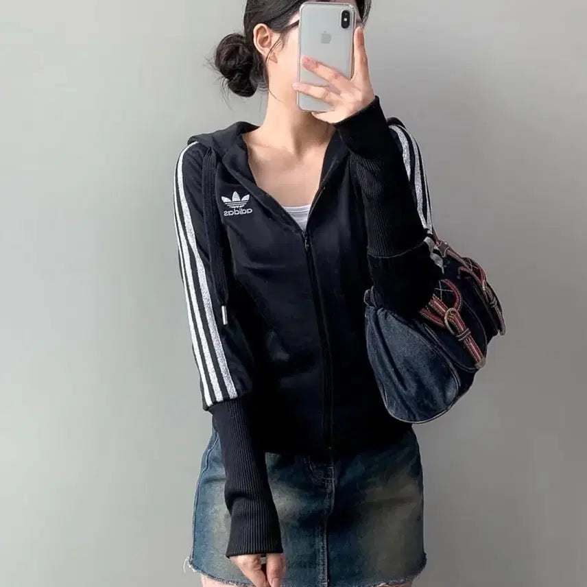 [BUNJANG] Adidas Silver Hooded Zip-Up Jacket / 아디다스 실버 대장 후드집업 / 솜빈티지 버터플라이빈티지