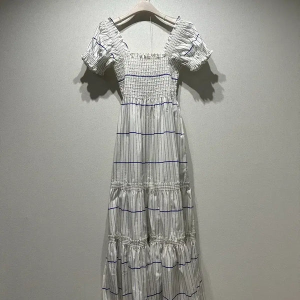 [BUNJANG] Tory Burch Square Neck Smocked Maxi Dress / 토리버치 스퀘어넥 스모크밴딩 맥시원피스