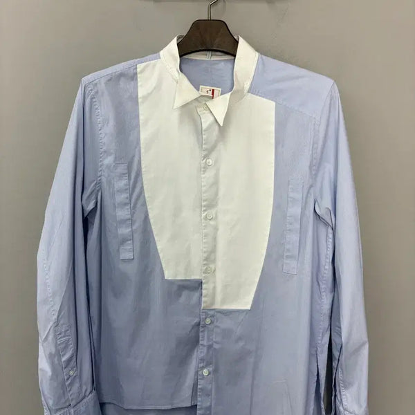 [BUNJANG] Loewe Blue White Asymmetrical Oversized Shirt / 로에베 블루 화이트 언발란스 오버핏 비대칭 셔츠 A3837