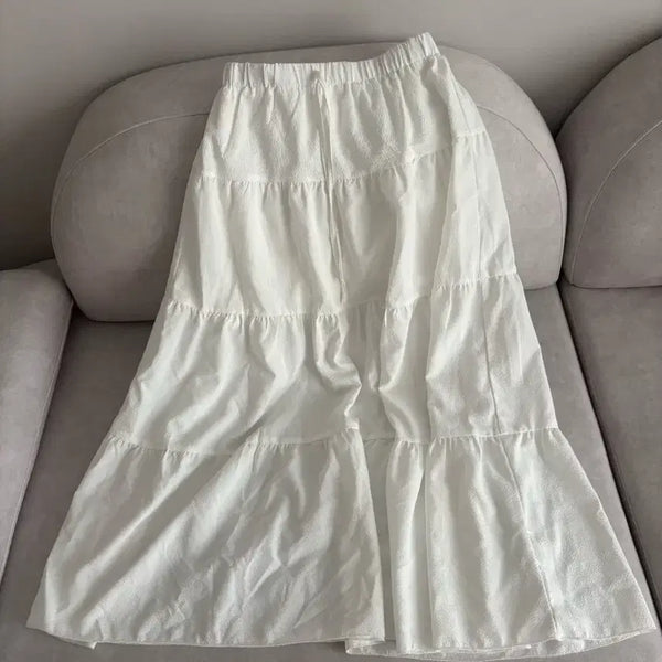 [BUNJANG] White Tiered Maxi Skirt / 화이트 캉캉 롱 스커트